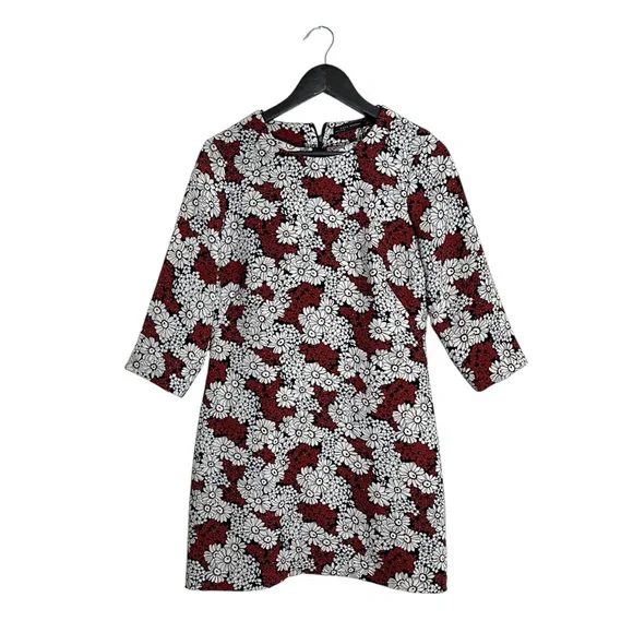 Zara Woman Red Black White Floral Daisy Mini Dress Size Medium Blogger Favorite - Picture 5 of 13